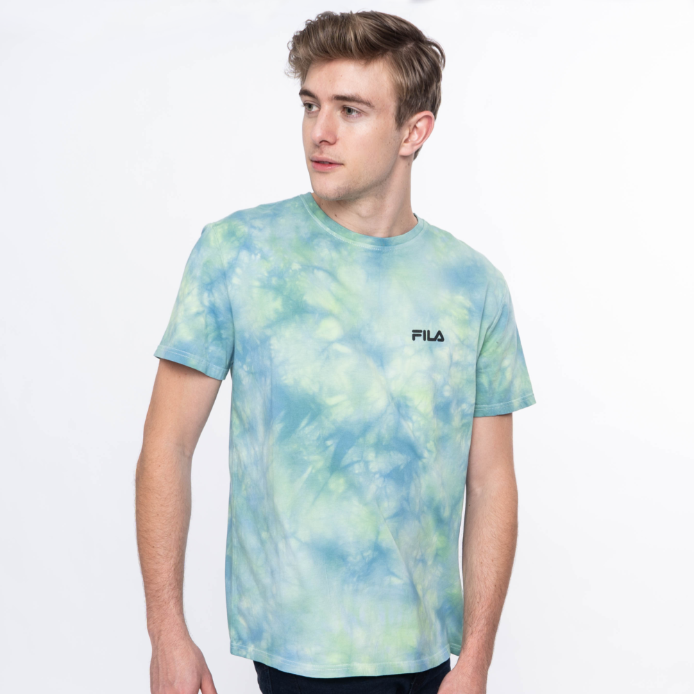 Fila Mono Noose Tie Dye Men's T-Shirts - Green/Blue,NZ 610-23014